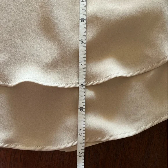 Zara cream tan long sleeve double layer bell hem blouse - Picture 5 of 8